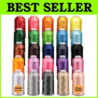 25 Colors Huge Spool Polyester Embroidery Thread Pack - Image 1 of 4
