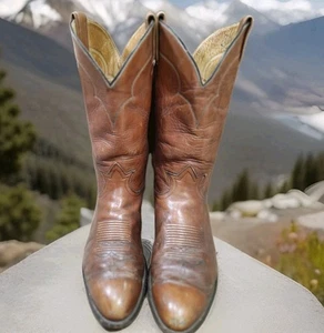 Mens Leather Tony Lama 5084 Cowboy Boots Brown Western Made in USA, Size 11EE - Picture 1 of 10