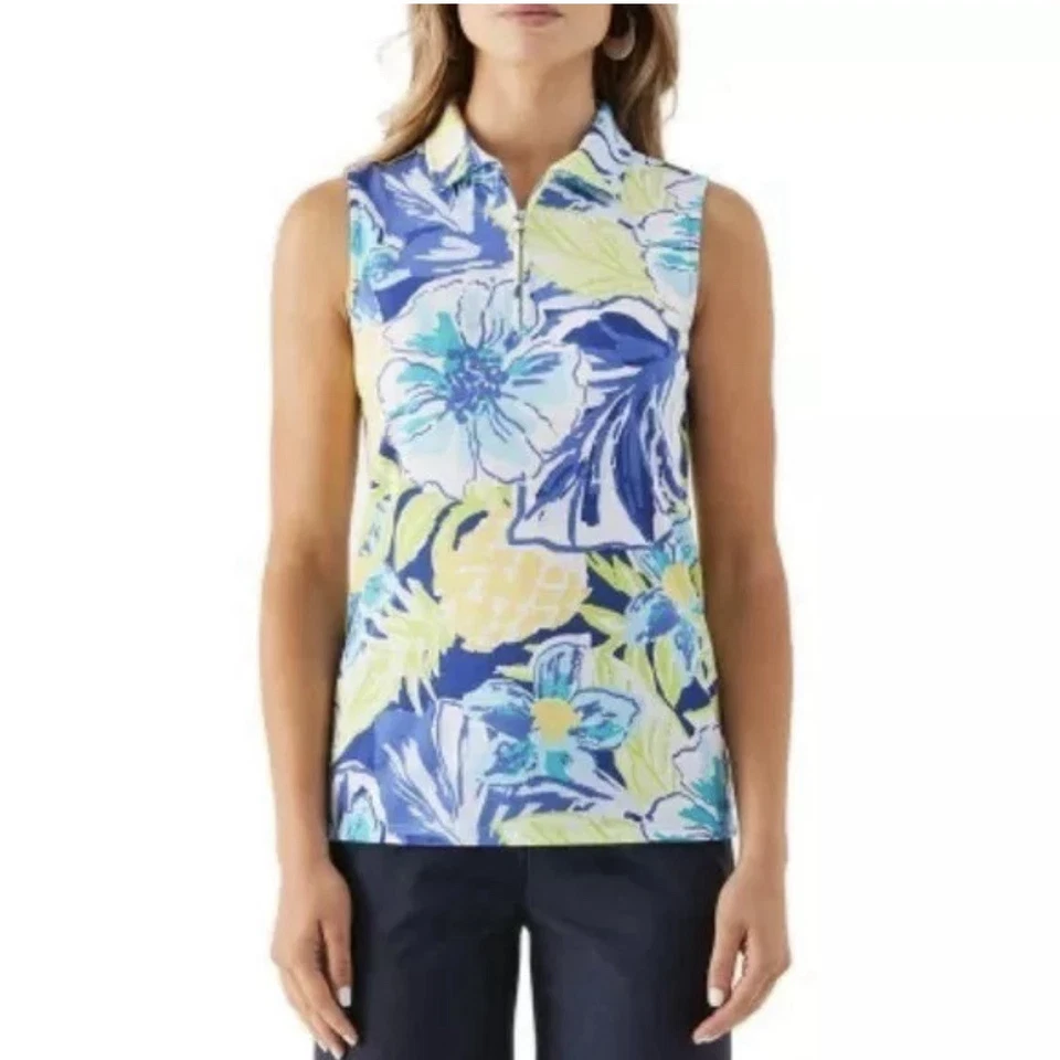Rafaella - Women's Sleeveless Polo Top Shirt - Tropical - Size XS