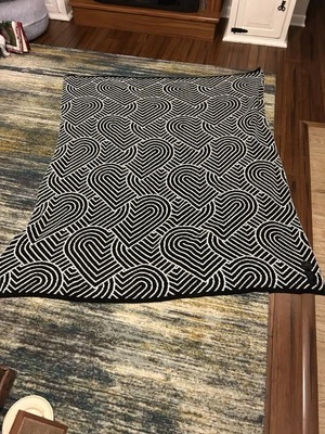 MAGASCHONI Reversible Black And White Hearts Sweater Blanket 64x55 - Image 1 of 4