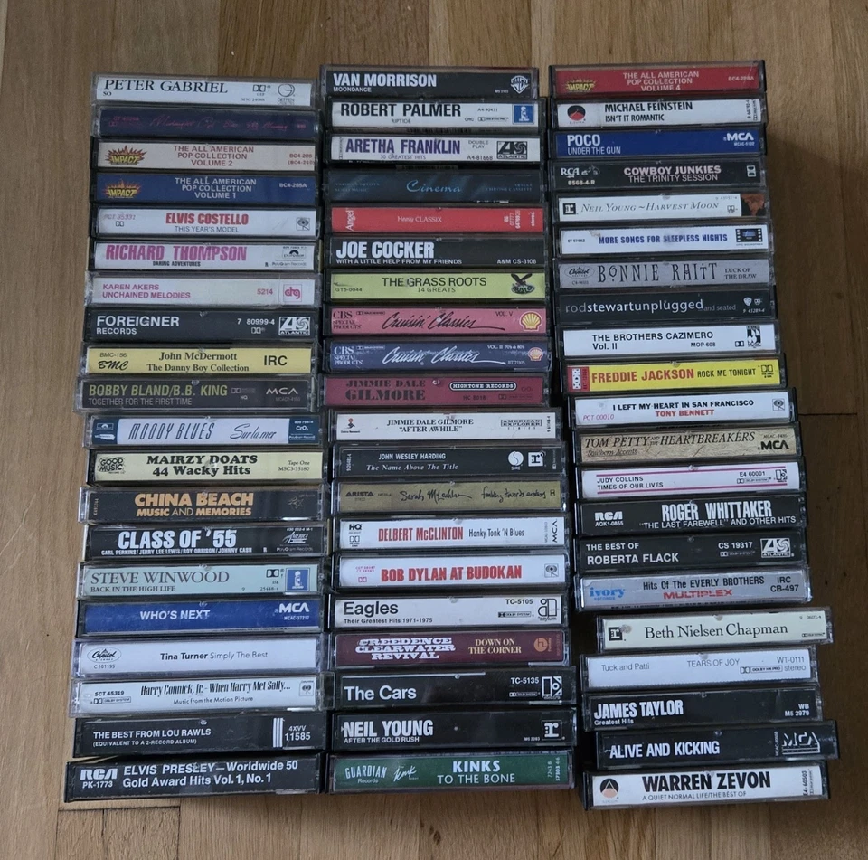 Lot of 61 Cassette Tapes 70s 80s Rock Pop Classic Hard Rock Eagles Presley Poco - Image 1 of 1
