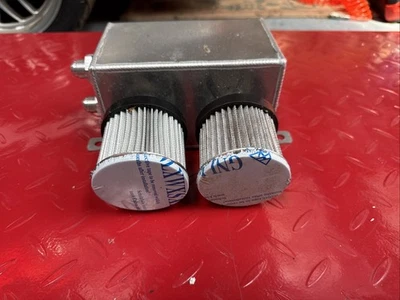 Prallauffangbehälter | Doppelfilter | -8AN | Ablasshahn | 170x100x100mm | NEU - Bild 1 von 4