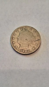 1902 STRIKE THROUGH US MINT ERROR LIBERTY V NICKEL - Picture 1 of 2