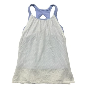 Ivivva Tank Top Girls Size 7 Blue White Mesh Racerback Lightweight Activewear - Picture 1 of 5