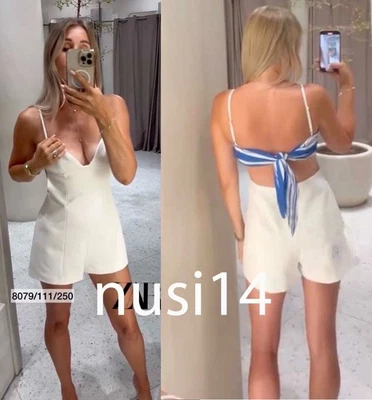 ZARA NEW WOMAN STRAPPY STRIPED HANDKERCHIEF CUT OUT SHORT JUMPSUIT 8079/111/250 - image 1 of 3