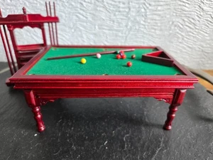 doll house furniture mahogany snooker table and cue stand 1.12th - Picture 1 of 5