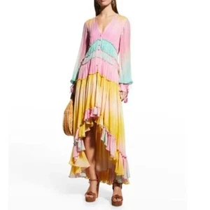 Vestido Rococó Arena Arco Iris Metálico Alto Bajo Talla Pequeña - Imagen 1 de 8
