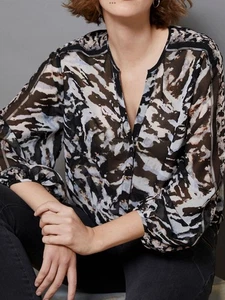 Mint Velvet VGC Abstract Animal Print Light Blouse Shirt Top Size L U.K. 14 / 16 - Picture 1 of 12