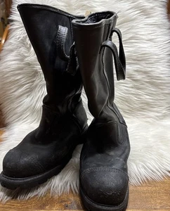 USA Weinbrenner Shoe Inc . Firefighter Boot Size 8 M LEATHER Steel Toe USA Black - Picture 1 of 24