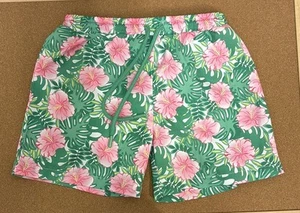 Classic Whimsy Tropical Floral Pink/Green Swim Trunks Shorts SZ 6 - Picture 1 of 8