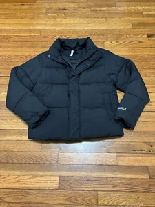 Fabletics Womens Puffer Jacket Coat Sz XS Black Full Zip Snap Insulated Pockets - Picture 1 of 9
