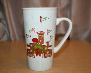 Tazza da tè caffè alta Starbucks 14 oz Natale pan di zenzero casa corona fiocco di neve - Foto 1 di 9