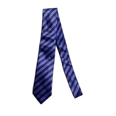 Новый с Ярлыками Мужская склад 100% шелк галстук синий цветочный принт - Изображение 1 из 4