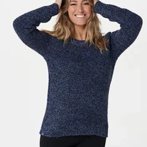 Barefoot Dreams blue knit soft cozy chic seaside crewneck pullover sweater small - Picture 1 of 7