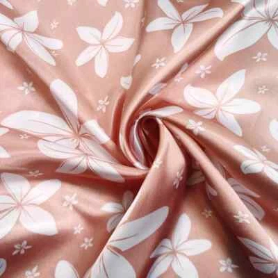 58'' Wide By Yards Retro Leaf Print Satin Fabric Charmeuse Material Lining - Image 1 of 4