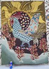 Vintage French Cross Stitched Bird Scene Wall Hanging Tapestry 146x106cm