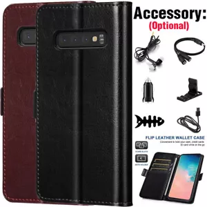 For Samsung Galaxy S10E S10 Plus Wallet Magnetic Case Leather Cover / Accessory - Picture 1 of 24