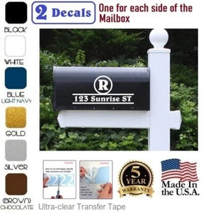 SET OF 2 CUSTOM PERSONALIZED VINYL MAILBOX NUMBERS INITIAL DECAL, (Model 17) - Picture 1 of 10