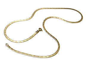 FINE ITALIAN 14K YELLOW GOLD FLAT CHAIN NECKLACE ITALY VIOR 4.9g - Picture 1 of 8