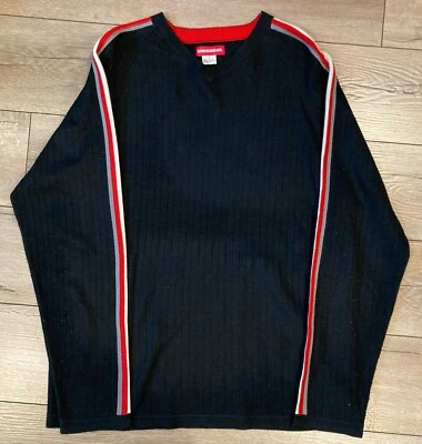 复古 UnionBay 男式 V 领丙烯酸套衫毛衣黑色/中号 — 第 1/4 张图片