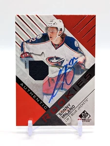 Sonny Milano 2016-17 SP Game Used RED ROOKIE AUTO JERSEY PATCH RPA Blue Jackets - Picture 1 of 10