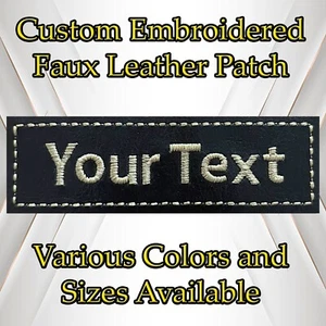 Custom Faux Leather Embroidered Iron-On/Sew-On Patch - Picture 1 of 4