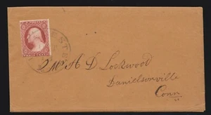 US 10a 1851 Issue 3c Washington Orange Brown on Cover (-020) - Picture 1 of 2