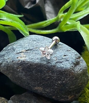 Anillo de cartílago hélice Tragus de cristal estrella 1 pieza 16 g 1/4" barra perno joyería corporal Foto 1 de 4
