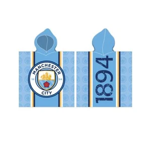 Manchester City FC Poncho Towel Hooded Beach Football Kids Bath Robe 100% Cotton - Picture 1 of 1
