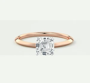2/3 Ct Asscher F/VS Lab Created Grown Diamond Engagement Ring 14K Rose Gold - Picture 1 of 1