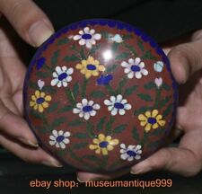 3.8" ancient Chinese Cloisonne Enamel flowers Jewel Casket Jewellery Box