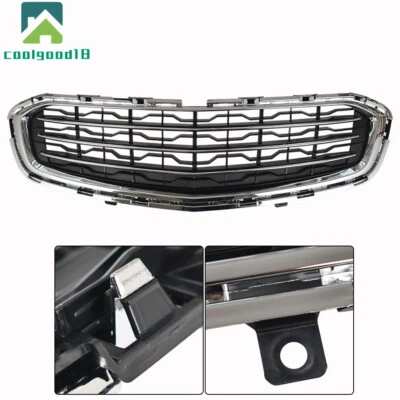 Front Upper Grille Black Chrome Grill For Chevrolet Cruze 2015-2016 Limited LTZ Foto 1 de 4
