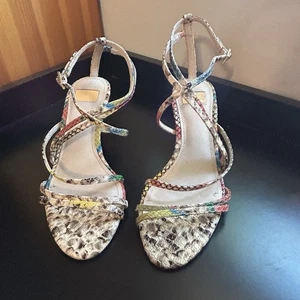 Louise et Cie Sandals Womens 5 Strappy Multicolor Leather Snakeskin - Picture 1 of 8