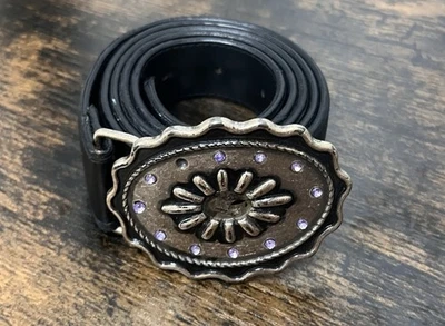 "Cinturón de vinilo negro Mossimo XXL 42,5"" hebilla de estrás" Foto 1 de 4