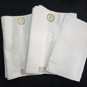 Antique Fine Irish Lovely Linen Double Damask White Tablecloth 4 lbs 7oz Unused - Picture 1 of 19