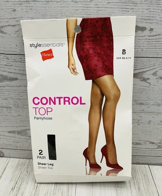 Колготки Hanes Stylessentials Control Top 2 пары прозрачные размер ноги B цвет черный - Изображение 1 из 2