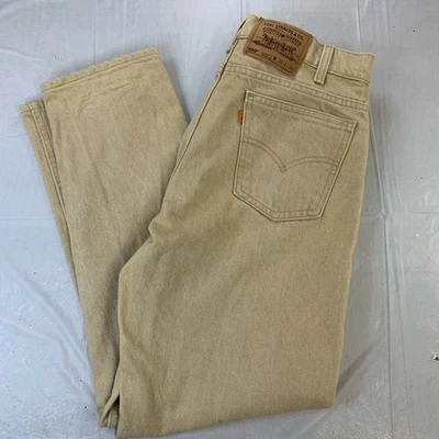 ВИНТАЖНЫЙ Levis джинсы мужчин 550 расслабленный сужающийся 32 x 30 коричневый желтовато-коричневый джинсовой ткани оранжевый вкладка 90-х - Изображение 1 из 4