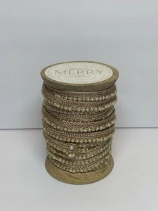 anthropologie Decorative Ribbon Gold Pearl Woven Wire Mesh Ribbon (10 Yards) NEW - Picture 1 of 8