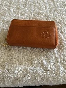 Orange Faux Leather Medium Wallet 2 Compartments With Bronze Made In India - Picture 1 of 4