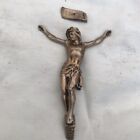 Antique French Christ Corpus Christi 4½?Crucifix Cast Metal Cross Project Brass