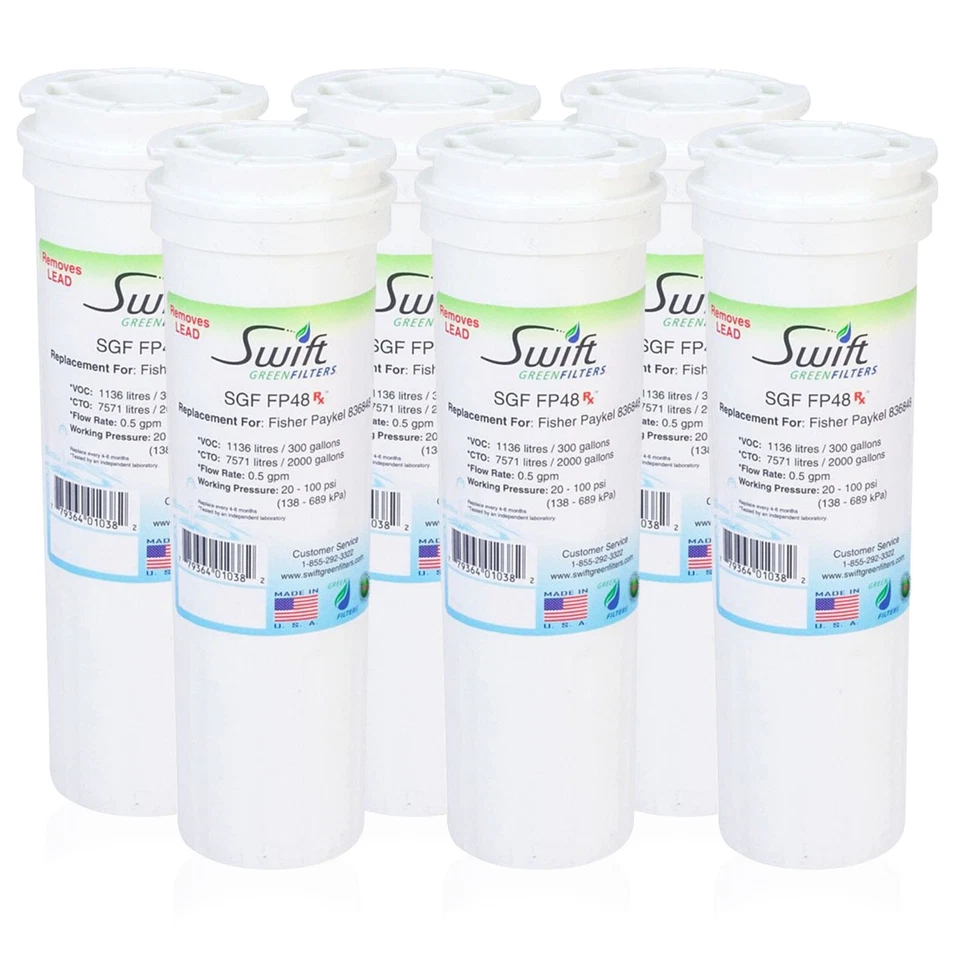 SGF-FP48 Rx Compatible Water Filter For 836848, WF296, EFF6017 (6 Pack) - Image 1 of 4