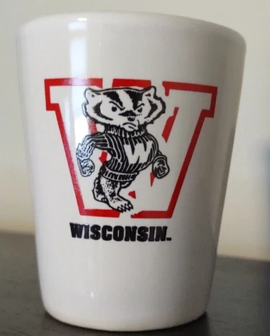 University of Wisconsin Badgers White Ceramic Shot Glass Cover