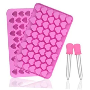2 Pack Silicone Mini Heart Molds with 2 Droppers Ice Cube Heart Molds Gummy - Picture 1 of 8