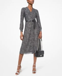 Michael Michael Kors Women's Star-Print Belted Midi Dress, Size XXL - Picture 1 of 8