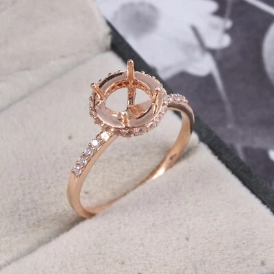 Semi Mount Ring Stone Setting Size 8X8 MM Round Shape Rose Gold Rhodium Plated - Image 1 of 4