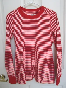 Duluth Trading Co Women's Top Small Long Sleeve Thermal Shirt Red & White Stripe - Picture 1 of 9