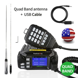 Émetteur-récepteur radio mobile voiture Radioddity QB25 Pro quad bande 25 W + longue antenne - Photo 1/9