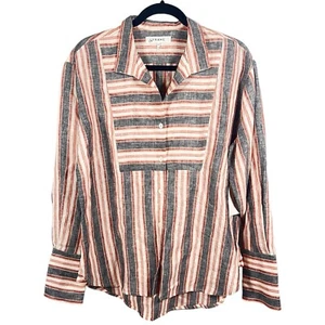 FRAME Women’s Linen Button Down Shirt Long Sleeve Striped Blouse Size Small - Picture 1 of 10