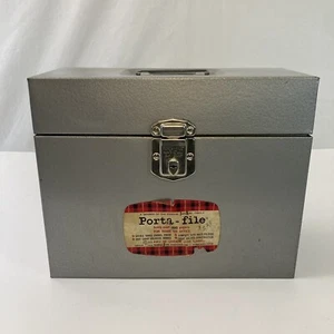 VINTAGE Hamilton Skotch Corp Metal PORTA-FILE Box with Key Gray 12.5”x10”x5.5” - Picture 1 of 21