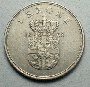 Denmark 1 Krone 1968 KM# 851.1 Europe Coin - Picture 1 of 2